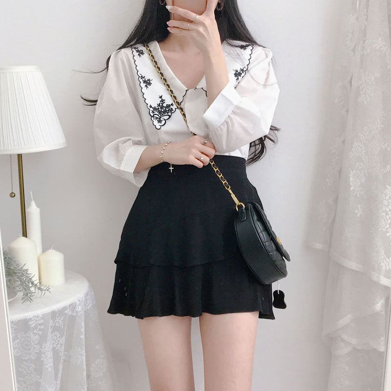 Temperament bottoming shirt bow chiffon shirt