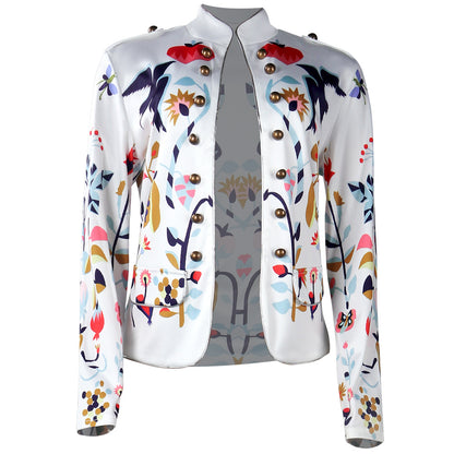 Women's Fashion Temperament Commute Cardigan Printed Coat