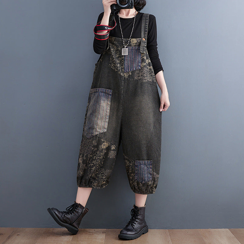 Women's Real Denim Stitching Overalls