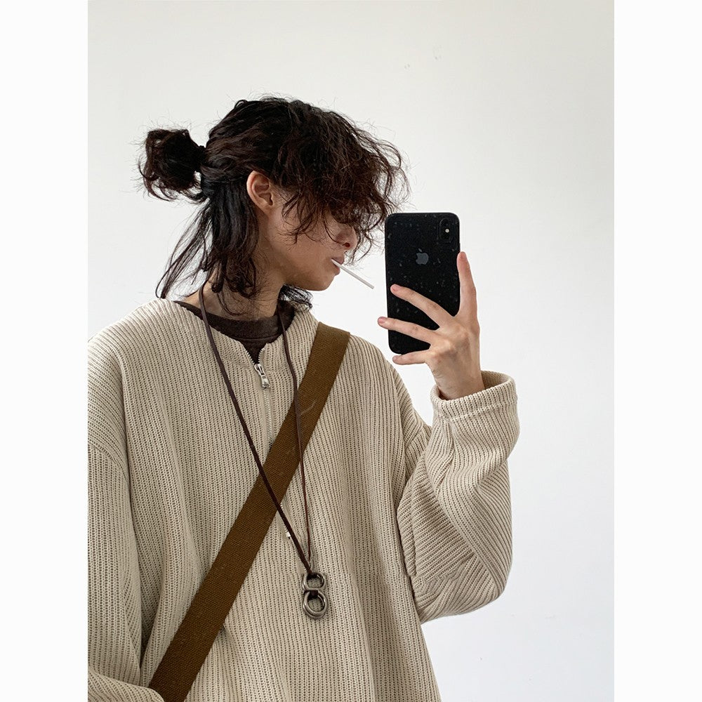 Japanese-style Retro Profile Knitted Sweater