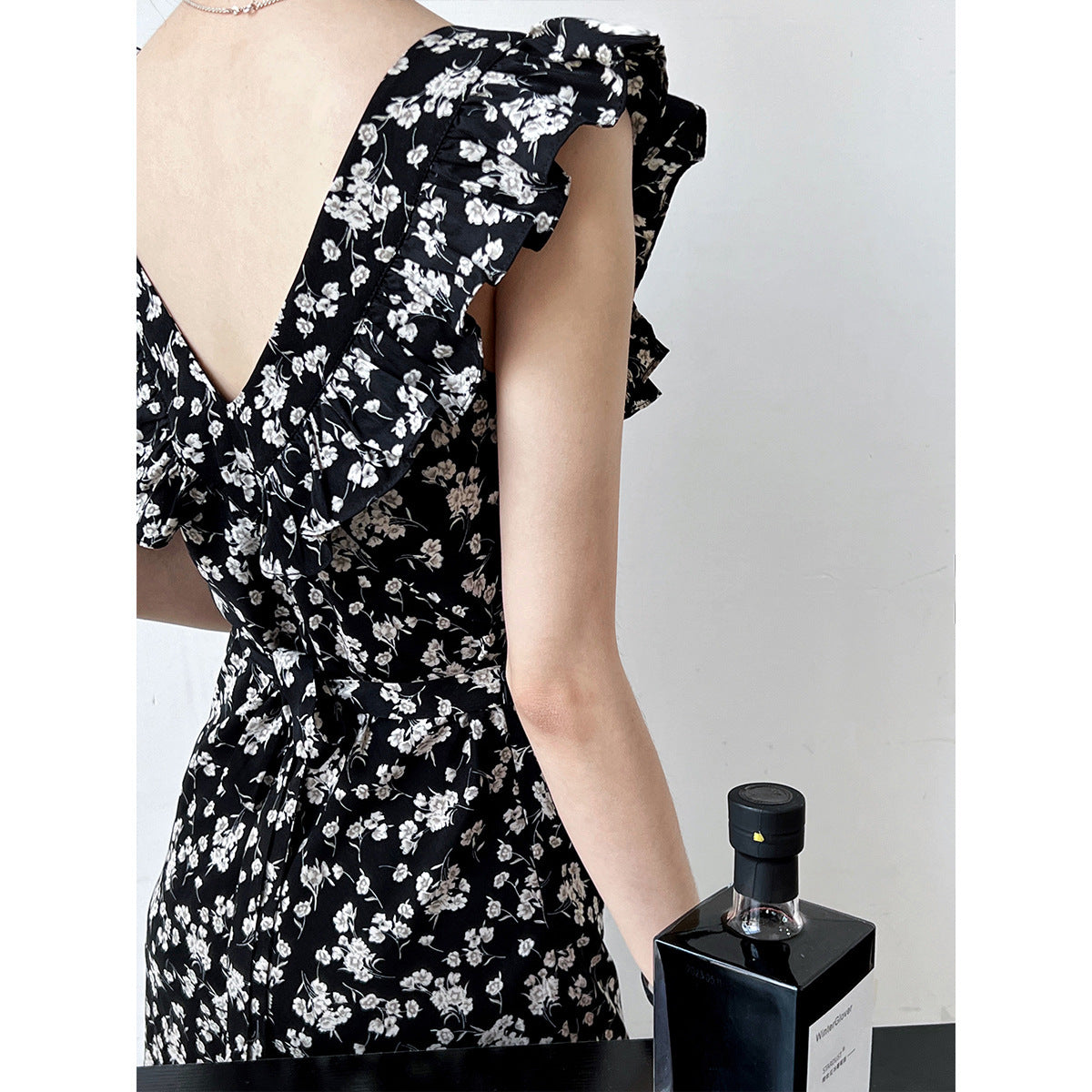 Fashion Personality Ruffled Floral Dress Women