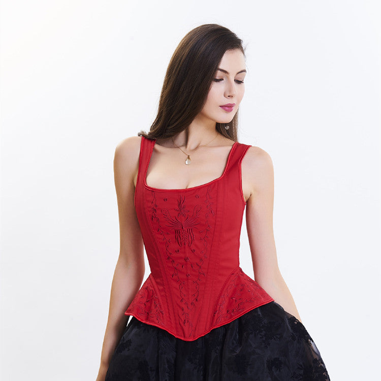 High-end Embroidery Chinese Style Plastic Top With Double Shoulder Straps To Close The Waist