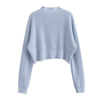 Pull déchiré rétro paresseux pour femme, automne