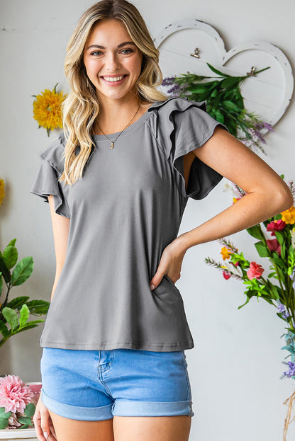 Layered Flutter Sleeve Round Neck Top