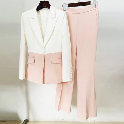 Traje De Pantalón De Traje Colorblock De Moda