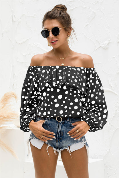 Polka Dot Off-Shoulder Layered Blouse