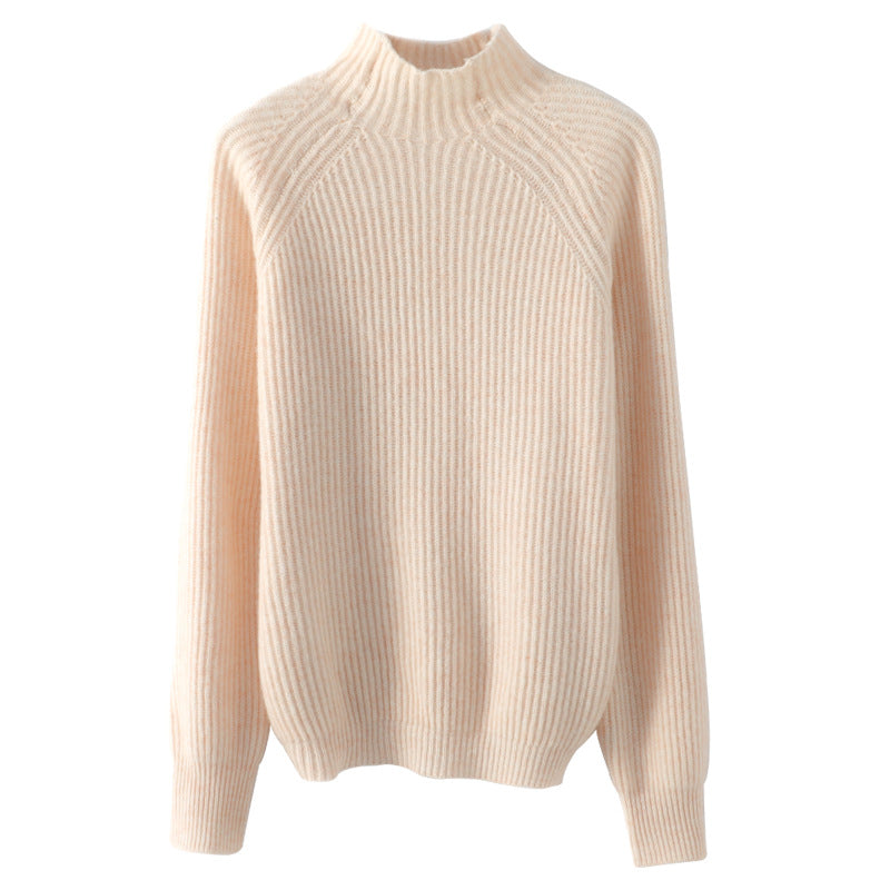 Pure Wool Half Turtleneck Pullover Solid Color Simple Bottoming Sweater