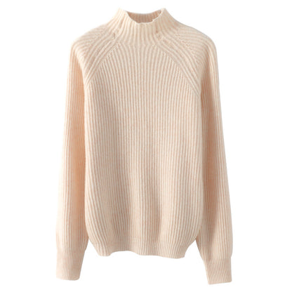 Pure Wool Half Turtleneck Pullover Solid Color Simple Bottoming Sweater