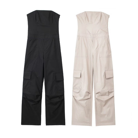 Off Shoulder Design Long Workwear Jumpsuit