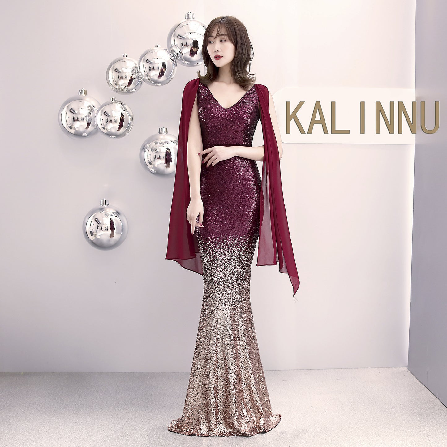 Evening Dress For Women Banquet Elegant Host Sexy Slim-fit Sequined Long Fish Tail