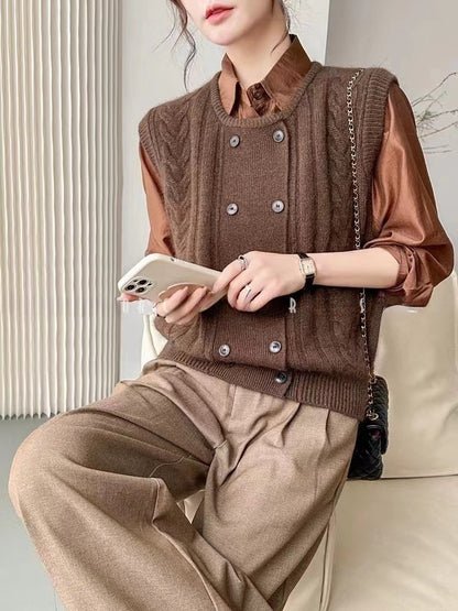 Chinese Style Sweater Vest Cardigan Women