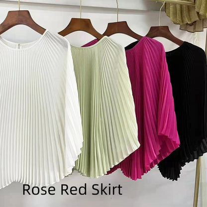 Female Bat Sleeve Pleated Chiffon Shirt