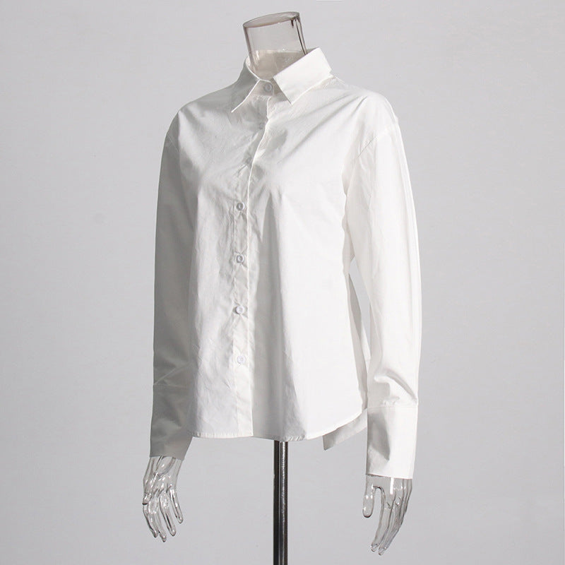 French New Temperamental Minority Design Tied Long Sleeves Shirt For Women