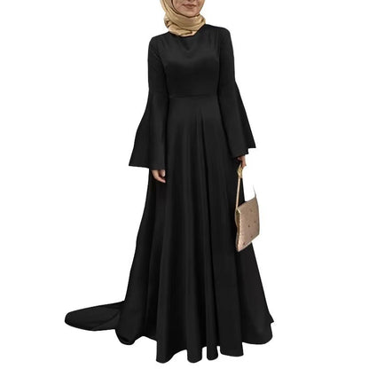 Women's Clothes Flared Sleeves Waist-controlled Large Hem Fashion Dress