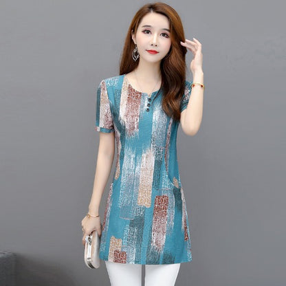 Mid-length T-shirt Plus Size Chiffon Short-sleeved Top