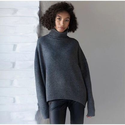 Pull ample à col roulé européen et américain, automne et hiver