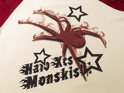 New Phantom Letter Spider Raglan Sleeve Color Matching Short Sleeve