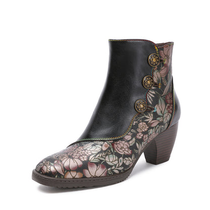 Women's Retro Flower European And American Women's Fashion Shoes