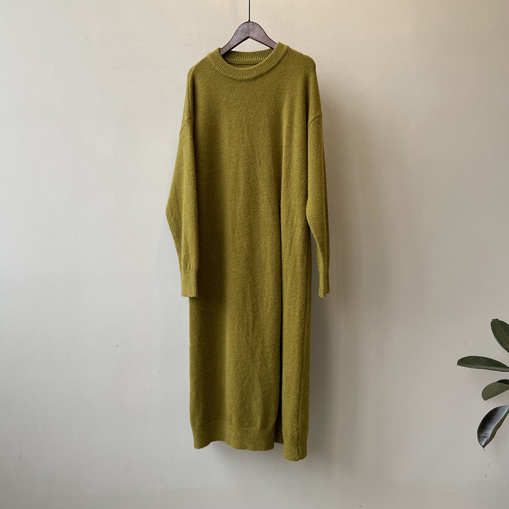 Pull long à fente latérale de style paresseux pour les femmes