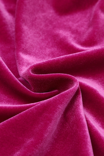 Robe boutonnée en velours à volants et manches longues rose