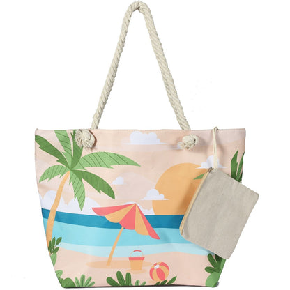 Bolsa de lona para playa para mujer, impermeable, grande, para viaje, con cremallera, reutilizable, para hacer la compra