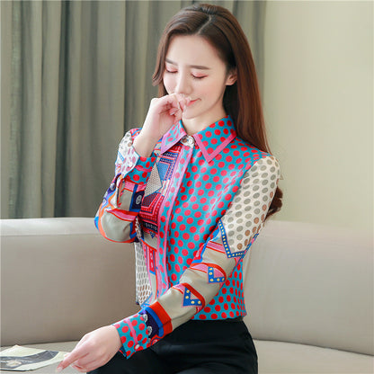 Red dot Print Chiffon shirt