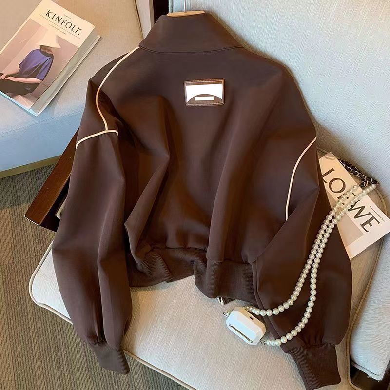 Chaqueta de béisbol con cuello alto y bolsillo para mujer