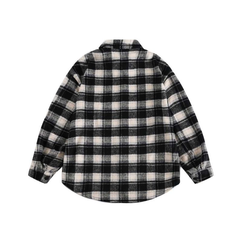 Chemise à carreaux rétro d'hiver pour garçons et filles, style collégial