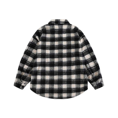 Camisa a cuadros retro de invierno estilo universitario para niños y niñas