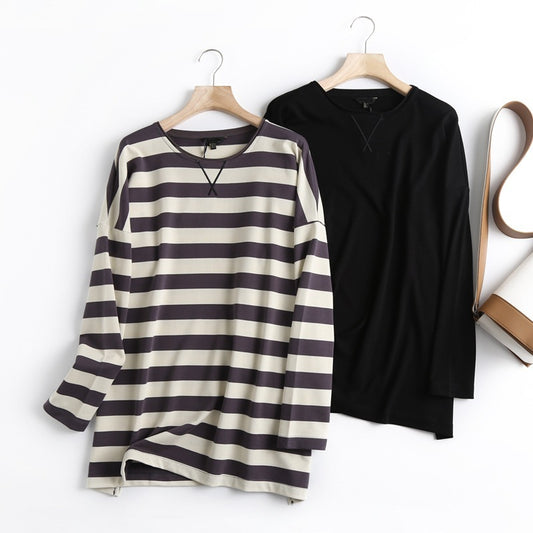 European And American Style Classic Striped Fashion All-Match Ladies Casual T-Shirt