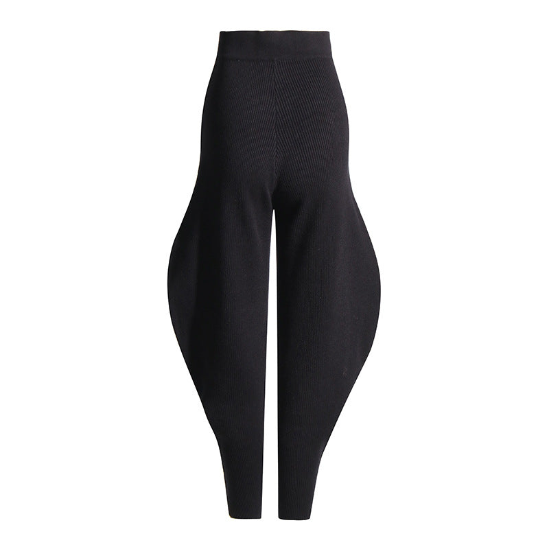 Pantalon Long tricoté taille haute, couleur unie, cache-flab, Hipster de rue pour femmes