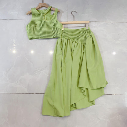 New Fashionable Chic Suit Horizontal Hollow Vest Irregular Skirt