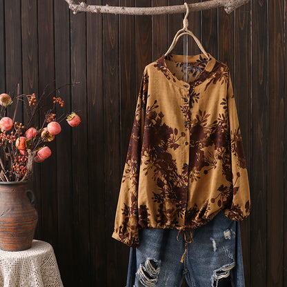 Ethnic Floral Printed Long Sleeve Shirt