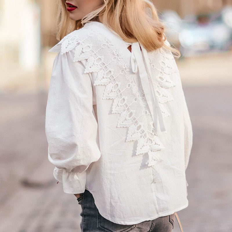 Lady's cotton lace patchwork blouse