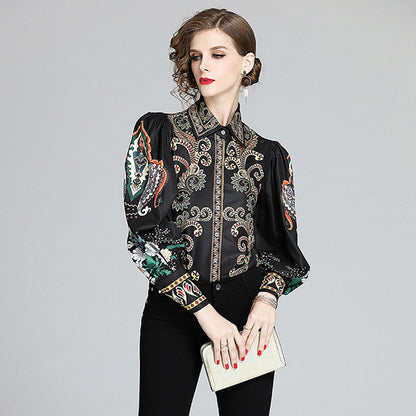 Ladies Long Sleeve Printed Shirt