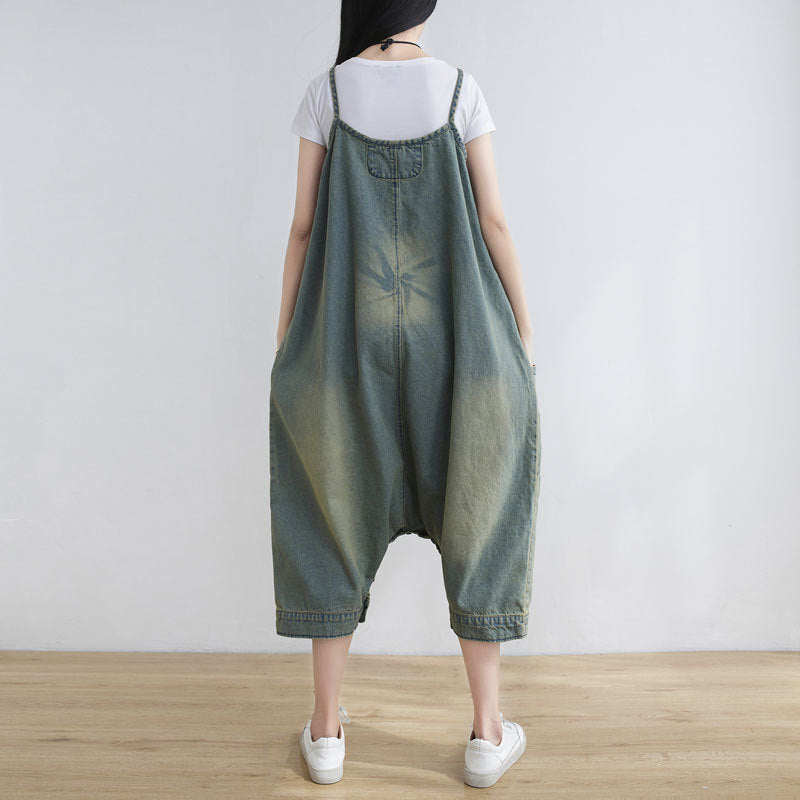 Large Size Loose Crotch Two Wear Culottes Overalls