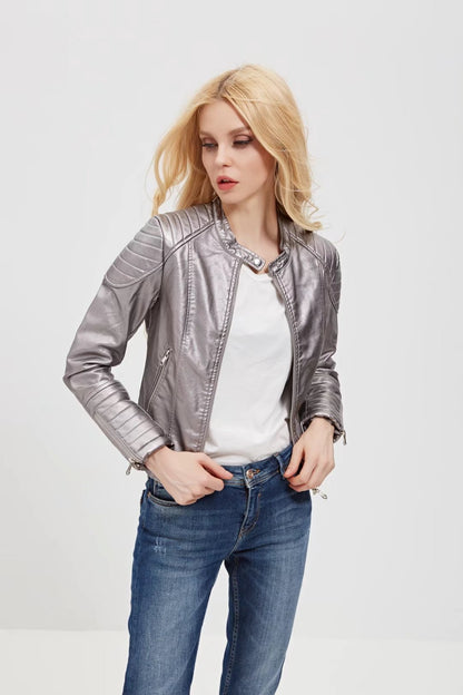 Veste en cuir de moto en cuir PU