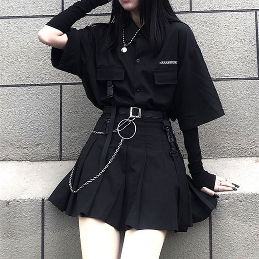 Loose Boyfriend Shirt Top For Women Fashion Two-piece Suit