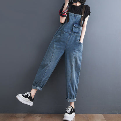 New Style Denim Overalls Women's Casual Loose Retro Suspenders