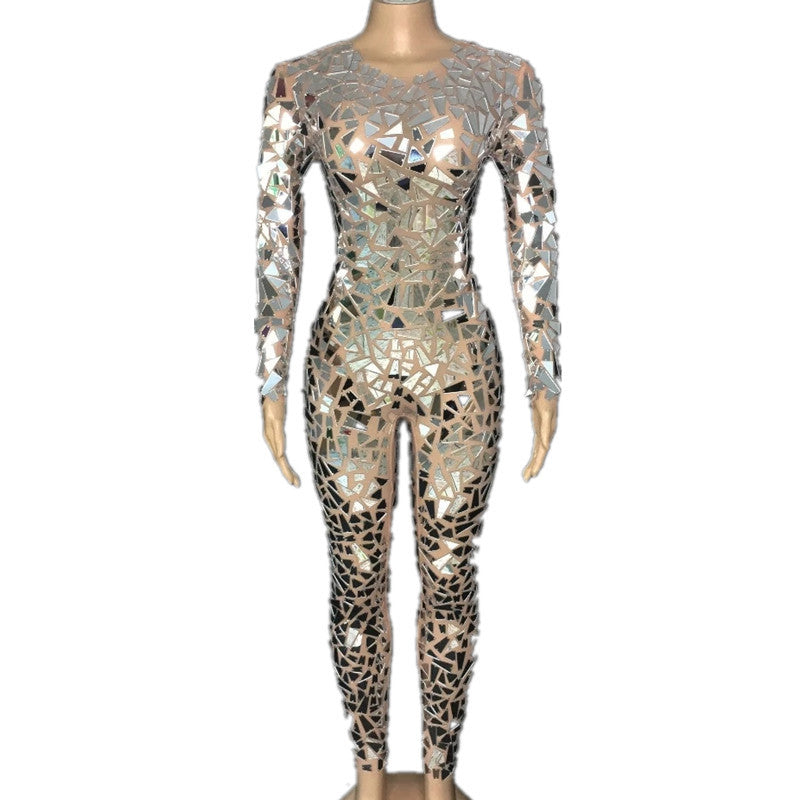 Sequin Jumpsuit Stretch Pants Women's Stage Costume