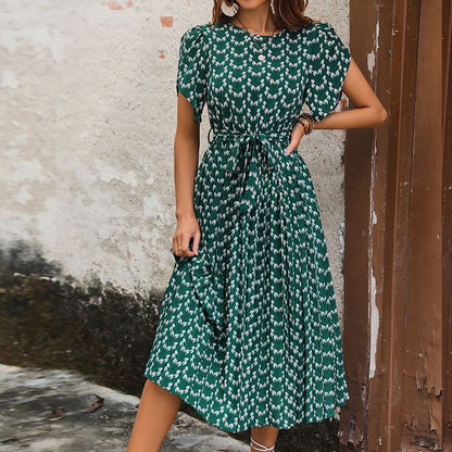 Vestido de poliéster de verano con estampado floral