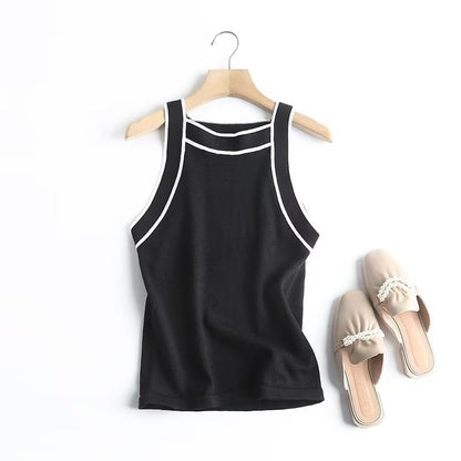 Women's Fashion Splicing Sling Knitted Vest