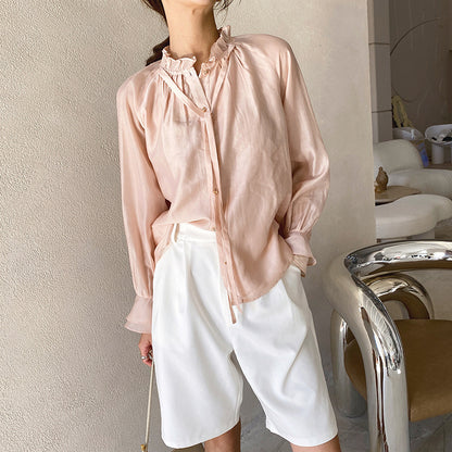 Long Sleeve Tencel Shirt Commuter Top Nanyou Women's Clothing