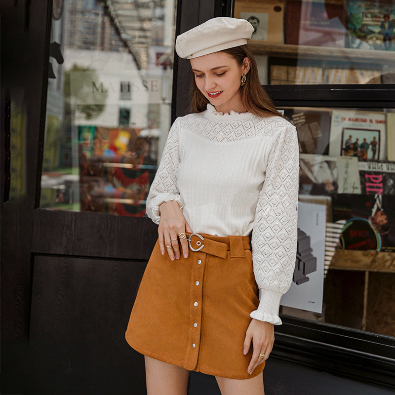 Casual Skirt Slim Camel