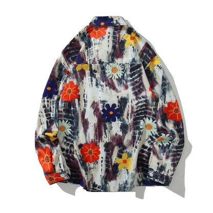 Chaqueta de pareja de manga larga con camisa Tie Dye para hombre