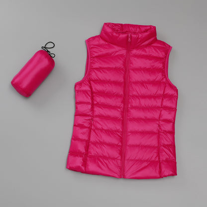 Gilet en duvet léger pour femmes, gilet court et Slim de Style coréen à col montant