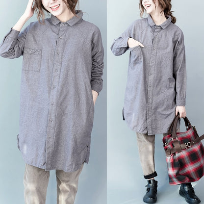 Versatile Loose Long-sleeved Flesh-covering Mid-length Shirt