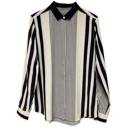 Italian Women's Single Outer Single Tail Single Stripe Lapel Shirt