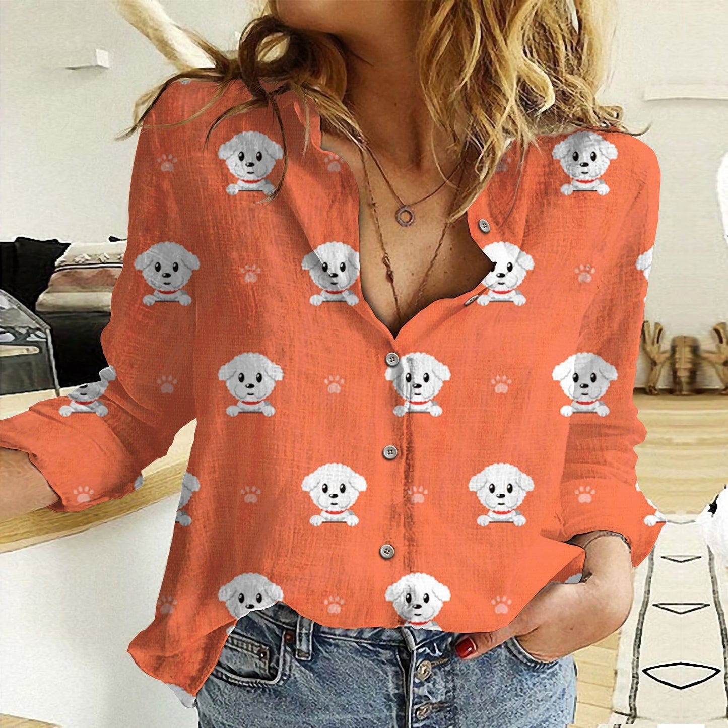 Printed Casual Fashion Sports Lapel Long Sleeve Shirt