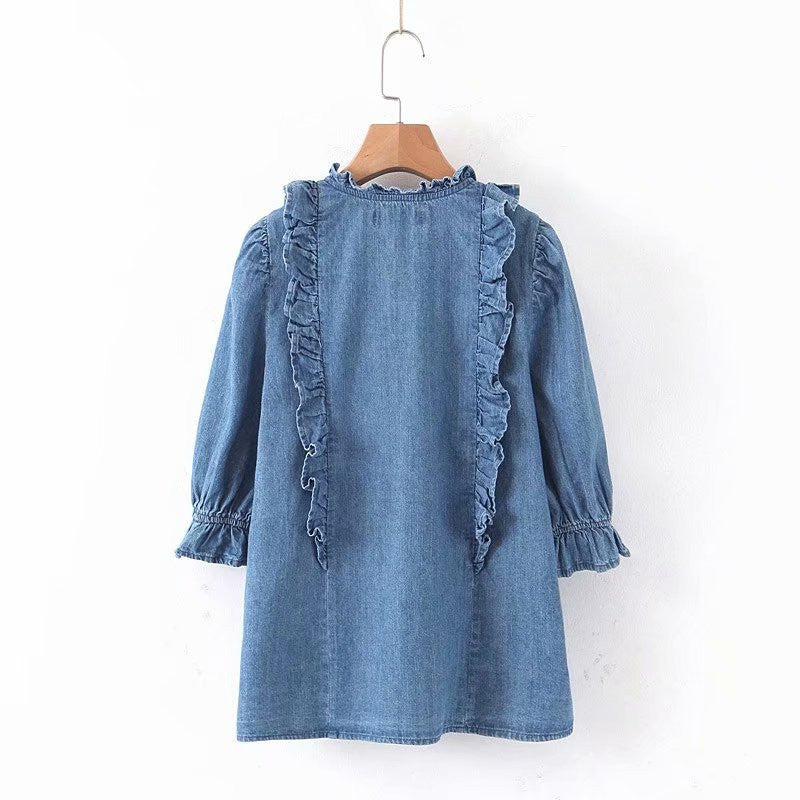 Chemise en jean feuille de lotus